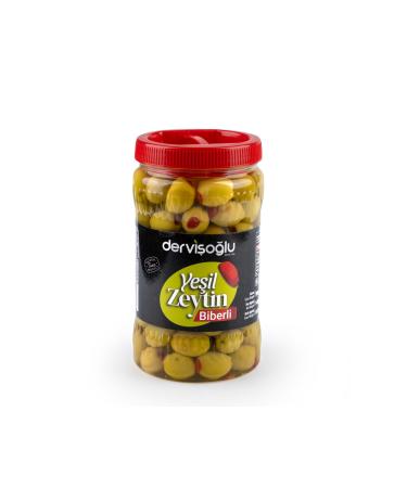 Dervi o lu Olive Cultivation Green Olives Stuffed with Pepper 900 Gr