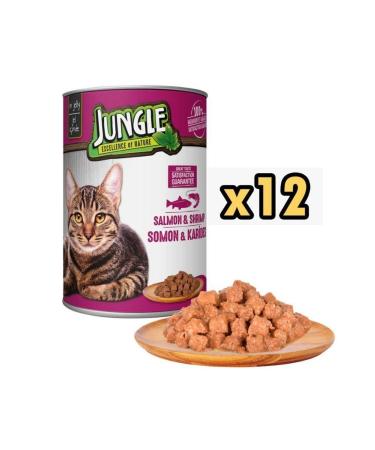 Jungle Salmon and Shrimp Cat Canned Food 415 Gr X 12 Pieces