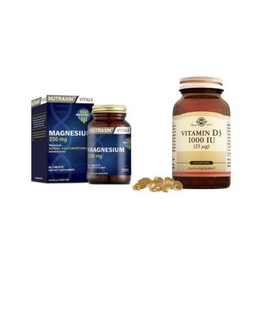 Nutraxin Magnesium 250 Mg 60 Tablets + Solgar Vitamin D3 1000 Iu 100 Capsules