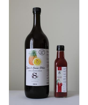 S heylaana Natural Lemon & Pineapple Vinegar 1500 ml - Natural Cherry Vinegar 250 ml