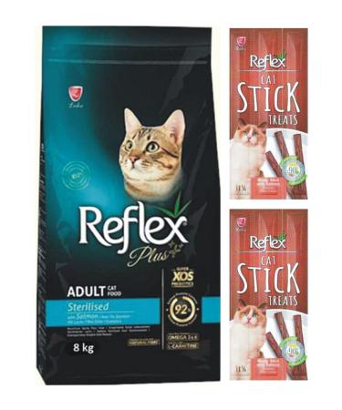 Reflex Sterilized Cat Food with Salmon 8 Kg + Reflex Salmon Reward Food (3x5 Gram 2 Pieces)