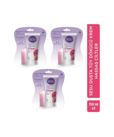 Sesu In-Shower Hair Removal Cream Sensitive Skin 150 Ml X 3 Pieces