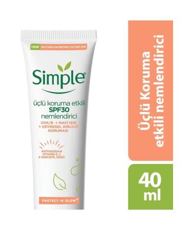 Simple Protect Glow Triple Protection Spf30 Moisturizer 40 Ml Vitamin Ec