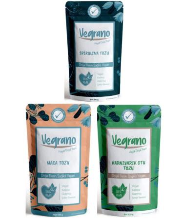 Vegrano Super Foods 3 Piece Set Spirulina Psyllium Maca Powder 3 * 100 gr