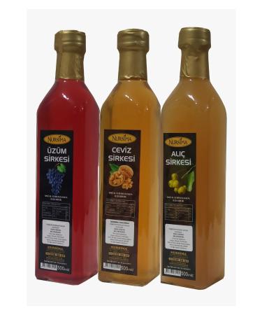 Nursima Grape Vinegar 500 ml Walnut Vinegar 500 ml Hawthorn Vinegar 500 ml Glass Packaging