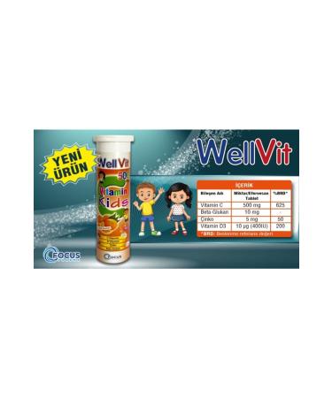 Focus Pharma Wellvit Vitamin Kids 500mg 15 Effervescent Tablets