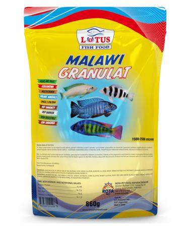Lotus Malawi Granulat 860 Gr Bag Dolphin Yellow Princess Ahli Cichlid High Protein Fish Food