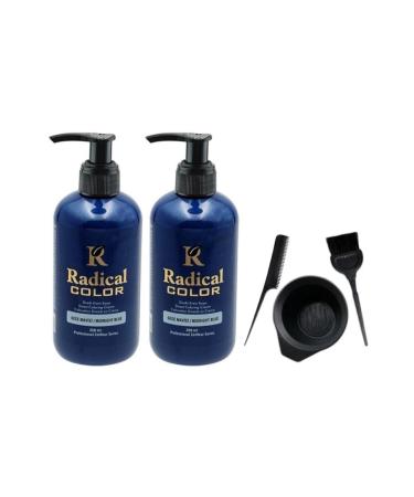 Radical Hair Dye Midnight Blue 250ml 2pcs And Fluweel Hair Dye Container Set