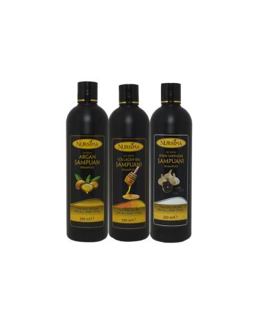 Nursima Plant Essence Argan Shampoo Collagen Shampoo S. Garlic Shampoo 3 X 350 ml