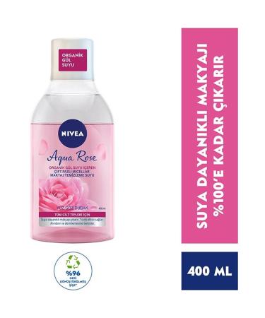 NIVEA Aqua Rose Dual Phase Cleansing Water Containing Organic Rose Water 400 Ml Ko akosmetik. - Buy Online on GoSupps.com