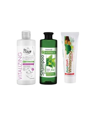Farmasi Farmasi Nettle Essence Shampoo 500 ml + Dr. C. Tuna Garlic Shampoo 225 ml + Eurofresh Toothpaste