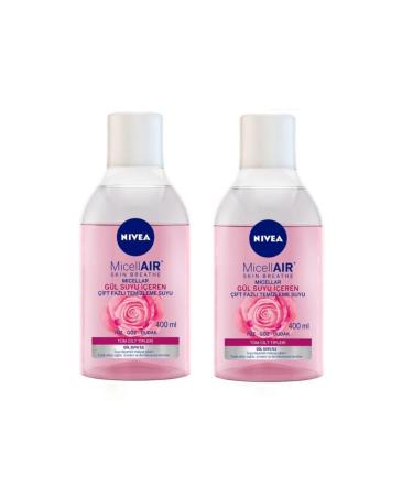 NIVEA Rose Water Dual Phase Make-up Facial Cleansing Water 2 Pieces X 400 Ml