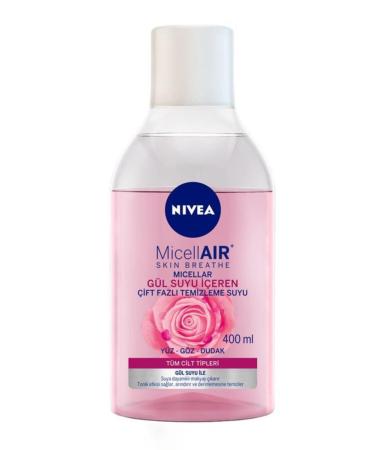 NIVEA Rose Water Dual Phase Make-up Facial Cleansing Water 2 Pieces X 400 Ml - Buy Online on GoSupps.com