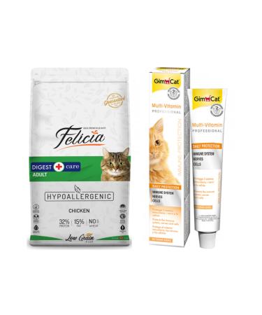 Felicia Low Grain Adult Chicken Hypoallergenic Cat Food 2 kg + Gimcat Multivitamin 20 gr Cat Reward