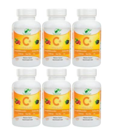 Yurdavit Vitamin C 1000 Mg Rosehip Elderberry Zinc Citrus Bioflavonoids Cordyceps 6 Pieces 100 Tablets
