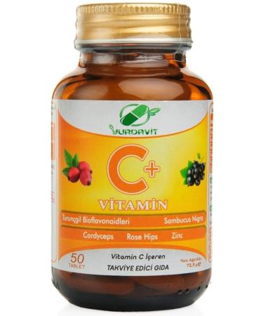 Yurdavit Vitamin C 1000 Mg Rose Hips Sambucus Nigra Zinc Cordyceps Citrus Bioflavonoids 50 Tabs