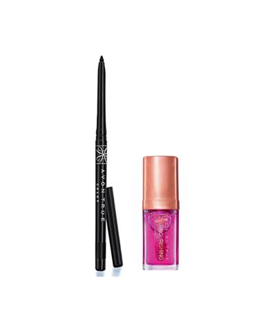 Avon True Nourishing Lip Care Oil Blossom 7ml + Glimmerstick Lift Eye Pencil Blackest Black