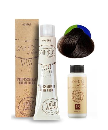 DAIMON Ammonia Free (Fa) 5.35 Chocolate Brown Hair Dye + 60 Ml Ammonia Free Oxidant