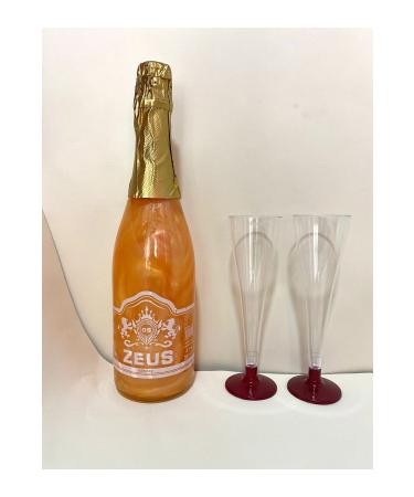 OS ZEUS Non-Alcoholic Carbonated Drink Mango Flavored and 2 Glasses