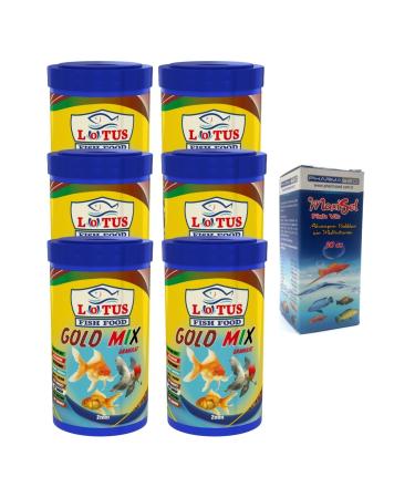 Lotus Gold Mix Granulat 6x100ml Japanese Fish Food and Vitamin