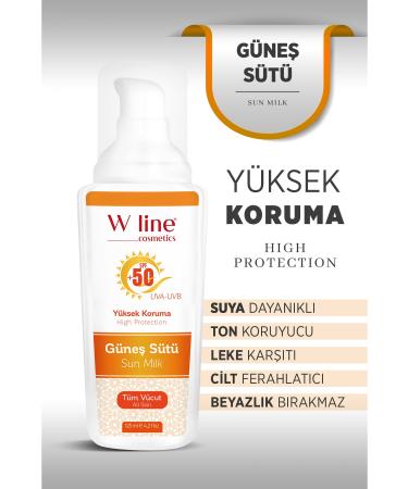 wline UV Protection Refreshing After Sun Spf50+ Face and Body Sun Milk 125ml