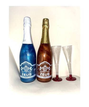 OS ZEUS Blueberry and Mixed Fruit Flavored Non-Alcoholic Carbonated Drink and 2 Glasses
