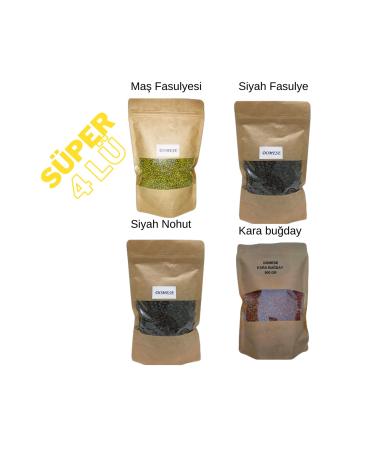 domese Super 4 Mung Beans 500 gr + Black Beans 500 gr + Black Chickpeas 500 gr + Buckwheat 500 gr