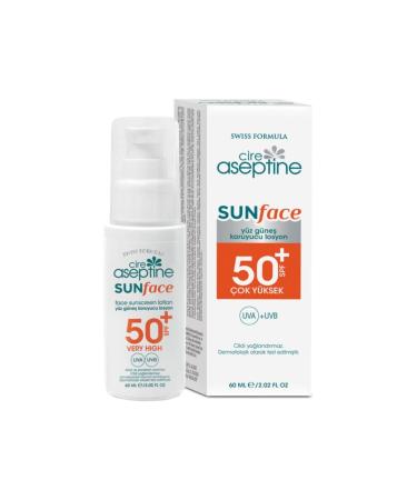 Cire Aseptine Sunface Spf 50+ High Protection Uva +Uvb Face Sunscreen Lotion 60 ml