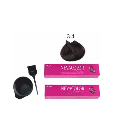 Neva Color Tube Paint 3.4 Dark Chestnut Economical 2-Pack + Coloring Set