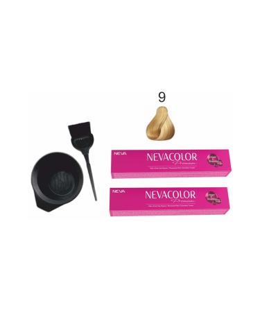 Neva Color Tube Paint 9. Very Light Blonde Economical 2-Pack + Coloring Set