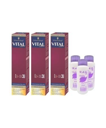 Schwarzkopf Vital Colors Hair Dye Night Black-1-1 And Oxidant 3 Pieces
