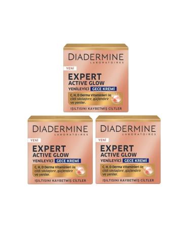 Diadermine Expert Active Glow Anti-Wrinkle Night Cream Containing Vitamin C H D 50 Ml. (3 Pieces)