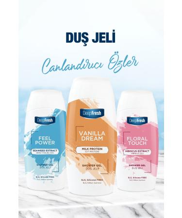 Deep Fresh Seaweed Extract & Hibiscus Extract & Milk Protein Shower Gel 400ml 3 Pieces - Buy Online on GoSupps.com