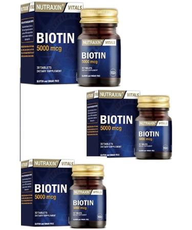 Nutraxin Biotin 5000 Mcg Food Supplement 30 Tablets 3 Boxes