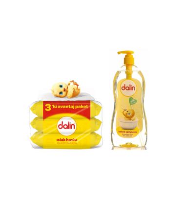 Dalin 1 Piece Classic Baby Shampoo 900 Ml + 1 Piece Soft Texture Wet Towel 56 Piece 3-Piece Advantage Package