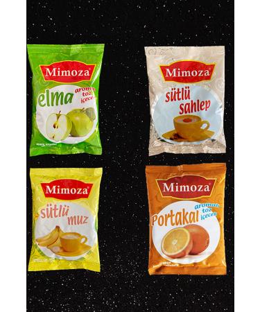 Mimosa Flu Tea Orange Apple Tea Milk Banana and Salep Flavored Hot Milk Shake Winter Tea Pack of 4 900 Gr.