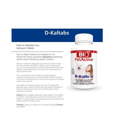 Bio PetActive Bio Pet Active D-kaltabs Calcium Tablets for Cats and Dogs 84 Pieces