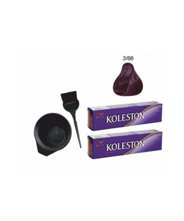 Wella Hair Dye 3/66 Eggplant Purple 2 Pieces + Coloring Kit