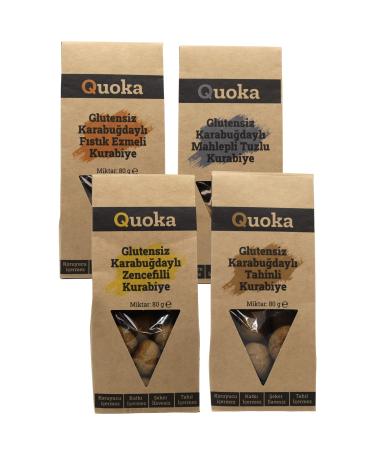 QUOKA Gluten-Free Buckwheat Flour Tahini Ginger Peanut Butter Salty Cookies 4 Packs 80gr