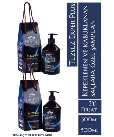 VALENTINES PROFESSIONAL Anti-Dandruff and Scaling Special for Sensitive Hair / Salt-Free Exper Plus Shampoo 2 Pack Deal