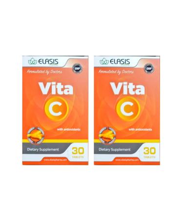 ELAS S PHARMA Elasis Vita C 1000 Mg With Antioxidant 30 Tablets (Rosehip Extract) 2 Pack