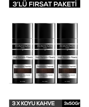 Fontenay Hair Volumizing Keratin Fibers Dark Brown Topical Hair Powder 50gr X3