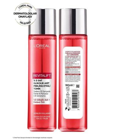 L'Oreal Paris Loreall Paris Revitalift %5 Pure Glycolic Acid Peeling Toner 180ml - Buy Online on GoSupps.com