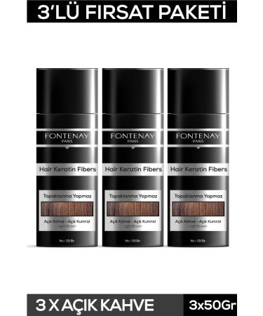 Fontenay Hair Volumizing Keratin Fibers Light Brown Topical Hair Powder 50gr X3
