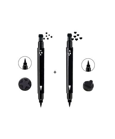 Cosmetichane Double Ended Eyeliner Star and Heart Pattern 2 Piece Economic Set