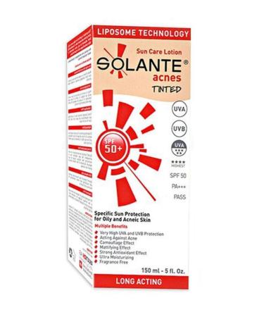 Solante Acnes Tinted Spf50+ Tinted Sunscreen Lotion 150ml | Anti-Acne Care