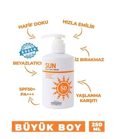 FOODAHOLIC Multi Sun 250ml Adenosine Containing Non-Sticky Anti-Stain Spf50 Pa Uva/uvb Sun Cream