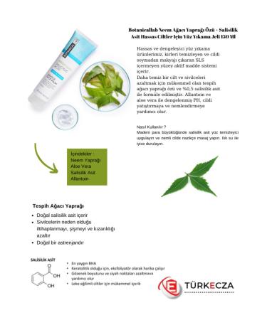 Botanicallab Face Wash Gel Neem Tree Leaf Extract Salicylic Acid For Sensitive Skin 150ml - Buy Online on GoSupps.com