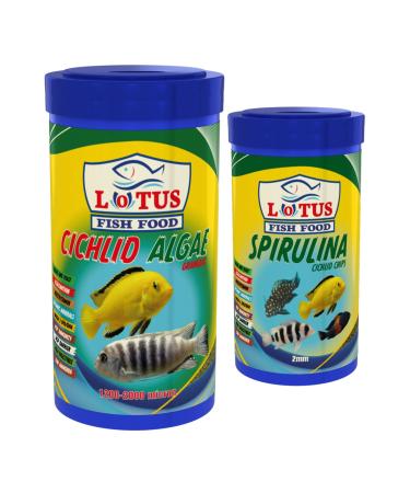 Lotus Cichlid Algae 1000 Ml + Spirulina 250 Ml Fish Food