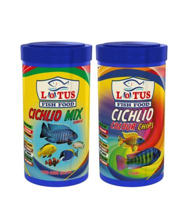 Lotus Cichlid Mix 250 Ml + Cichlid Colour Chips 250 Ml Fish Food